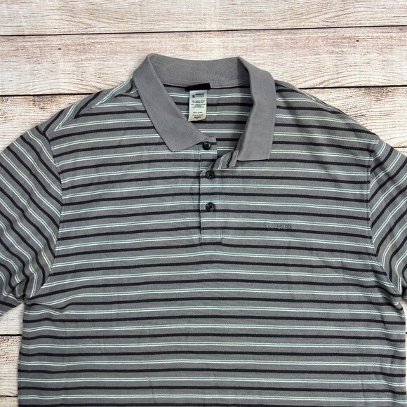 Patagonia Organic Cotton Polo Shirt Gray Striped Short Sleeve Mens Medium - Picture 10 of 11